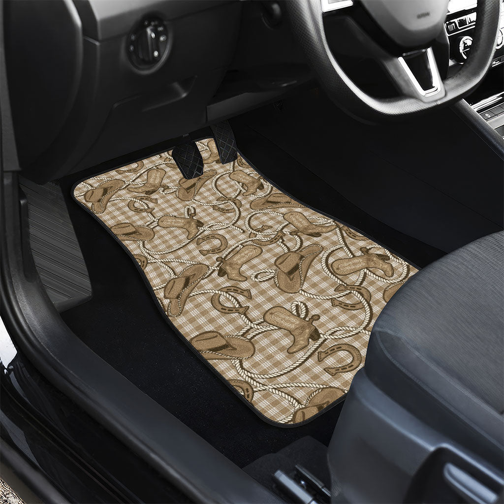 Beige Hawaii Palaka Cowboy Car Mats Hawaiian Paniolo Festival Spirit LT19 - Polynesian Pride