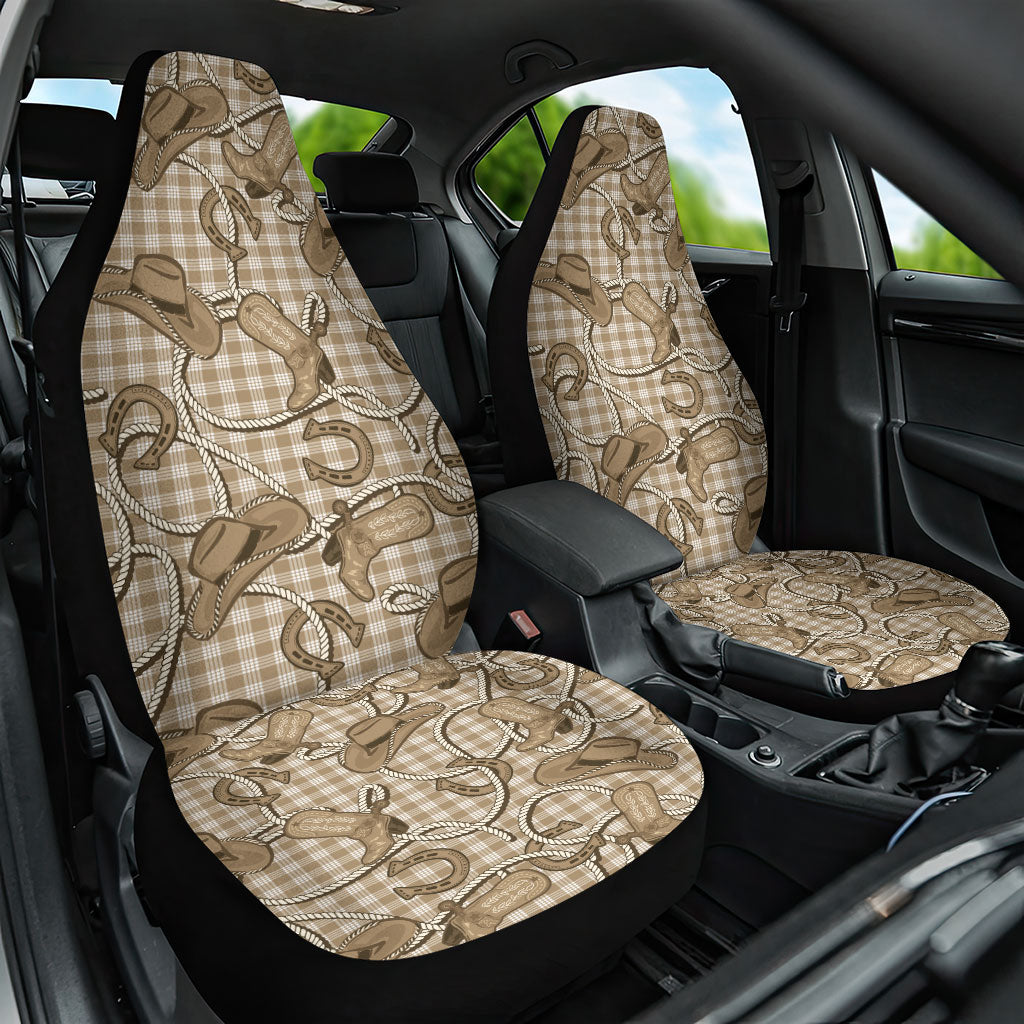 Beige Hawaii Palaka Cowboy Car Seat Cover Hawaiian Paniolo Festival Spirit LT19 One Size Beige - Polynesian Pride