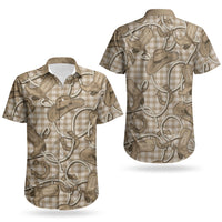Beige Hawaii Palaka Cowboy Couples Matching Short Sleeve Bodycon Dress and Hawaiian Shirt Hawaiian Paniolo Festival Spirit LT19 - Polynesian Pride