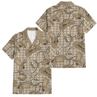 Beige Hawaii Palaka Cowboy Family Matching Off Shoulder Maxi Dress and Hawaiian Shirt Hawaiian Paniolo Festival Spirit LT19 Dad's Shirt - Short Sleeve Beige - Polynesian Pride