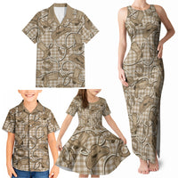 Beige Hawaii Palaka Cowboy Family Matching Tank Maxi Dress and Hawaiian Shirt Hawaiian Paniolo Festival Spirit LT19 - Polynesian Pride
