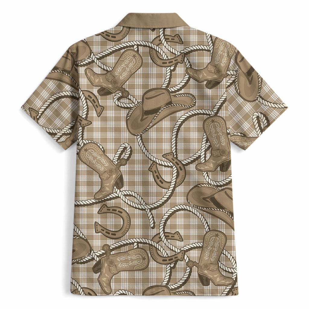 Beige Hawaii Palaka Cowboy Hawaiian Shirt Hawaiian Paniolo Festival Spirit LT19 - Polynesian Pride