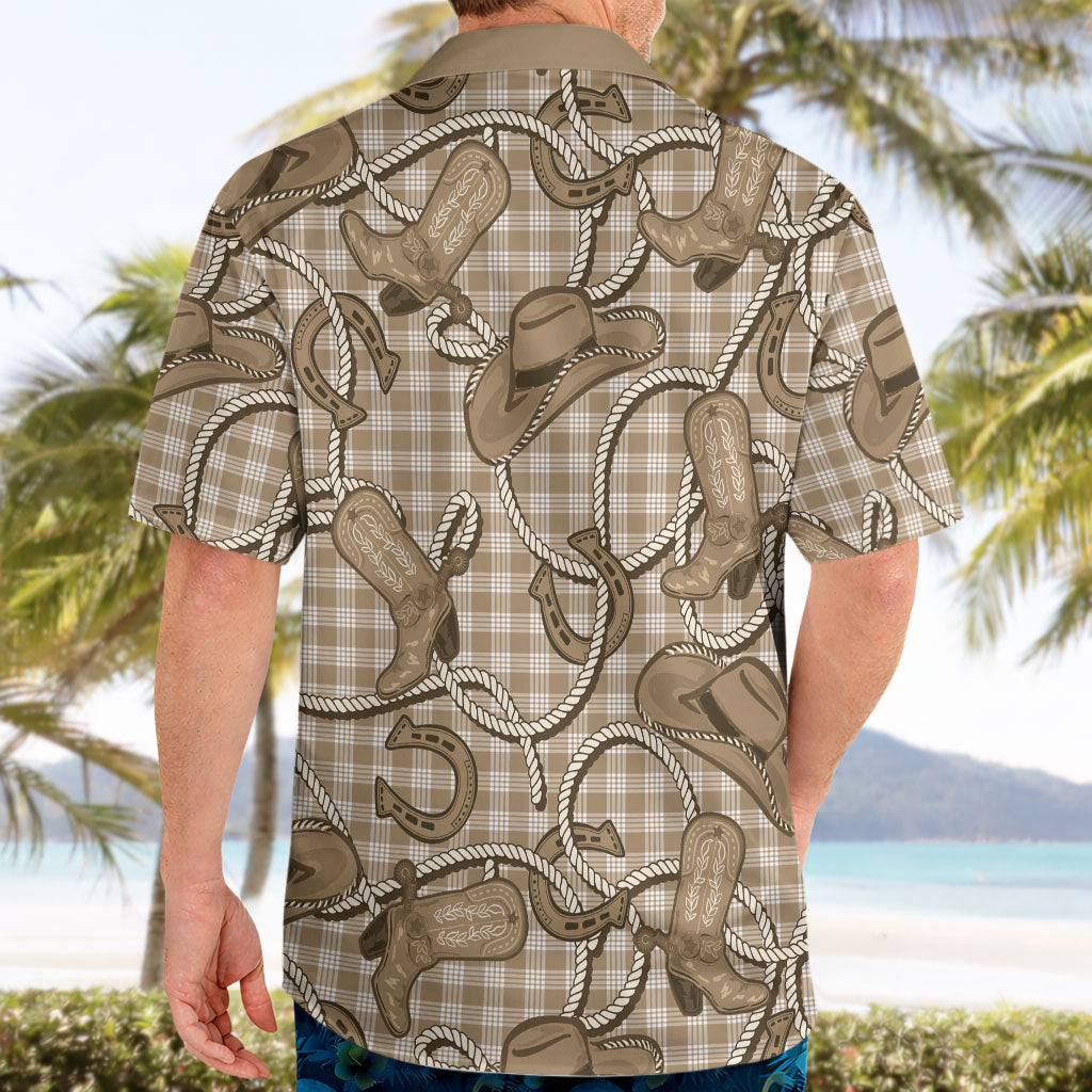 Beige Hawaii Palaka Cowboy Hawaiian Shirt Hawaiian Paniolo Festival Spirit LT19 - Polynesian Pride