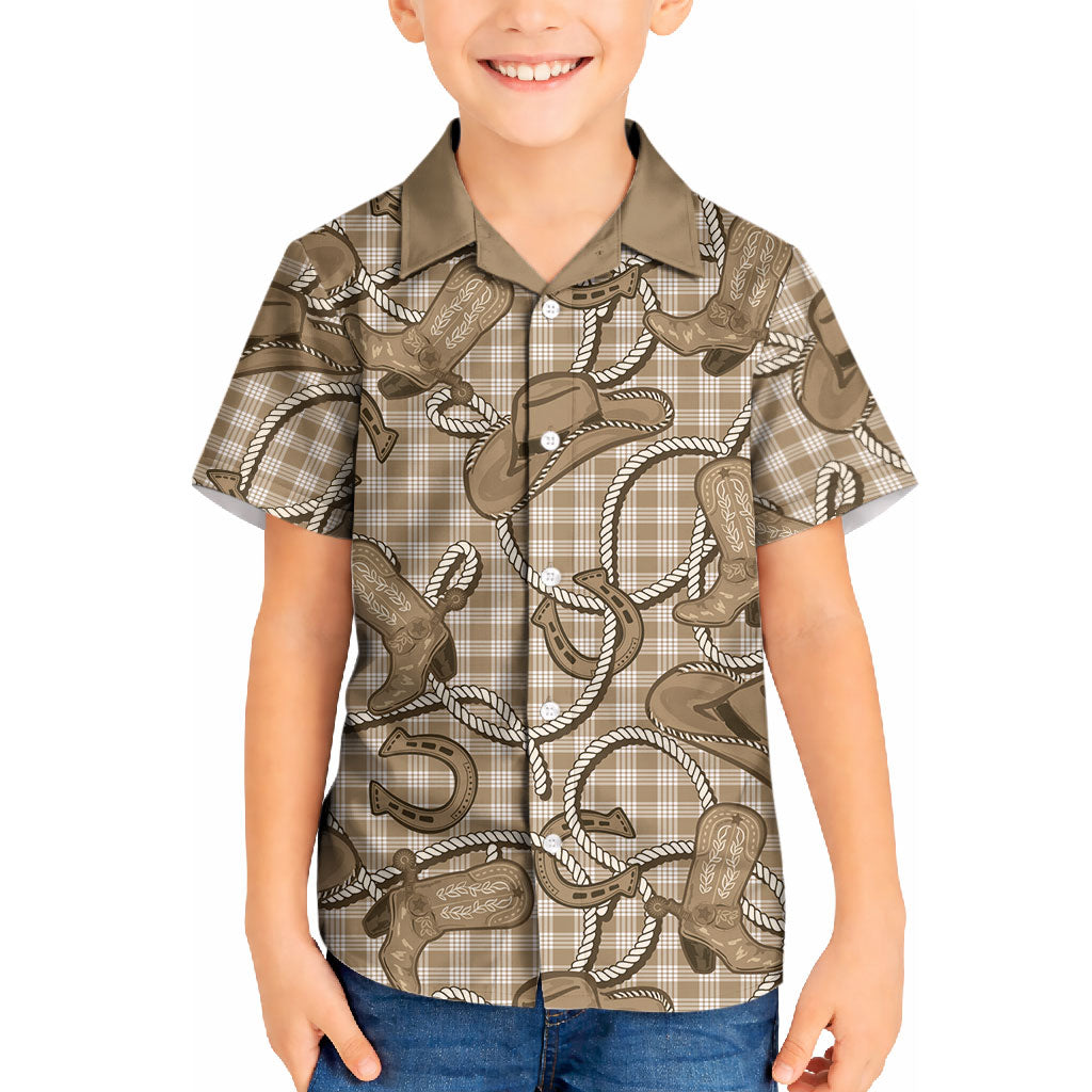 Beige Hawaii Palaka Cowboy Kid Hawaiian Shirt Hawaiian Paniolo Festival Spirit LT19 Kid Beige - Polynesian Pride