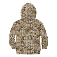 Beige Hawaii Palaka Cowboy Kid Hoodie Hawaiian Paniolo Festival Spirit LT19 - Polynesian Pride