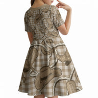 Beige Hawaii Palaka Cowboy Kid Short Sleeve Dress Hawaiian Paniolo Festival Spirit LT19 - Polynesian Pride