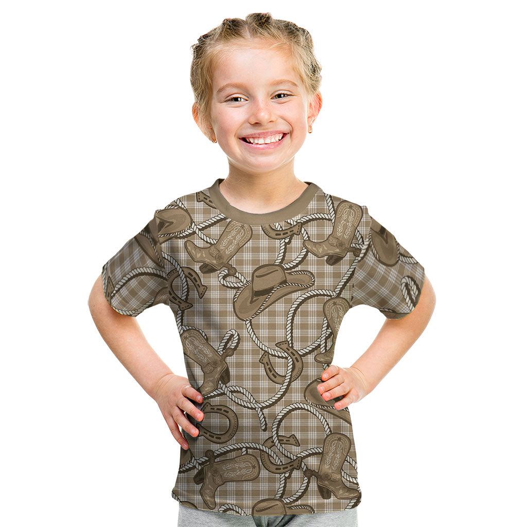 Beige Hawaii Palaka Cowboy Kid T Shirt Hawaiian Paniolo Festival Spirit LT19 Beige - Polynesian Pride