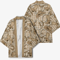 Beige Hawaii Palaka Cowboy Kimono Hawaiian Paniolo Festival Spirit LT19 - Polynesian Pride