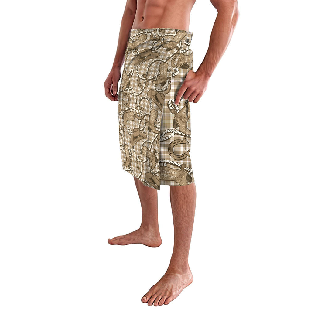 Beige Hawaii Palaka Cowboy Lavalava Hawaiian Paniolo Festival Spirit LT19 - Polynesian Pride