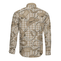Beige Hawaii Palaka Cowboy Long Sleeve Button Shirt Hawaiian Paniolo Festival Spirit LT19 - Polynesian Pride