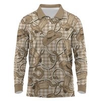 Beige Hawaii Palaka Cowboy Long Sleeve Polo Shirt Hawaiian Paniolo Festival Spirit LT19 Beige - Polynesian Pride