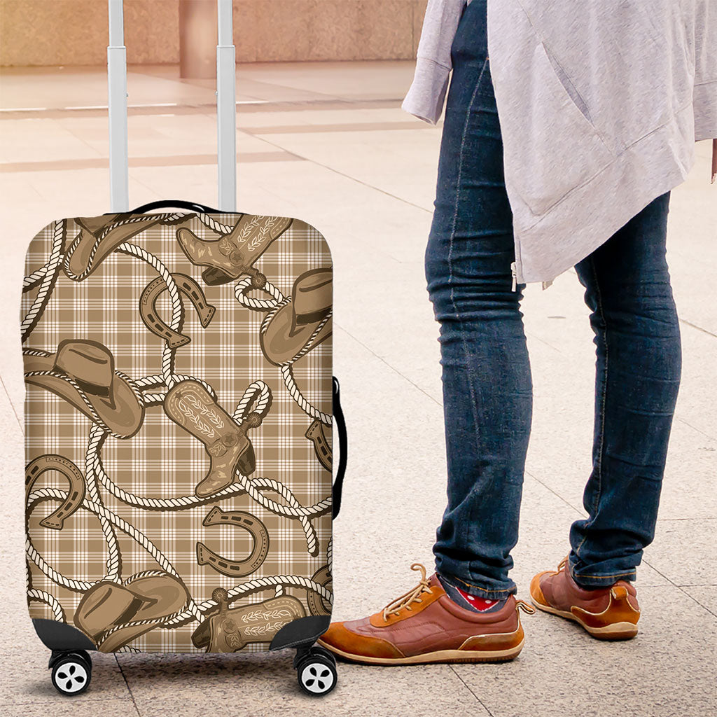 Beige Hawaii Palaka Cowboy Luggage Cover Hawaiian Paniolo Festival Spirit LT19 Beige - Polynesian Pride