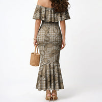 Beige Hawaii Palaka Cowboy Mermaid Dress Hawaiian Paniolo Festival Spirit LT19 - Polynesian Pride