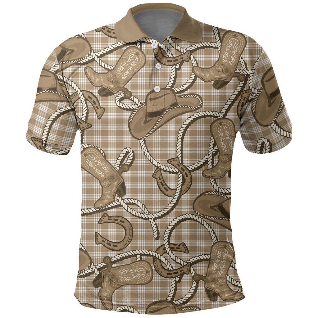 Beige Hawaii Palaka Cowboy Polo Shirt Hawaiian Paniolo Festival Spirit LT19 Beige - Polynesian Pride