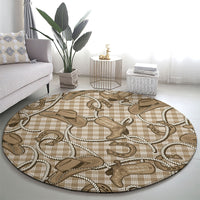 Beige Hawaii Palaka Cowboy Round Carpet Hawaiian Paniolo Festival Spirit LT19 - Polynesian Pride