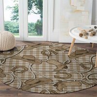 Beige Hawaii Palaka Cowboy Round Carpet Hawaiian Paniolo Festival Spirit LT19 - Polynesian Pride