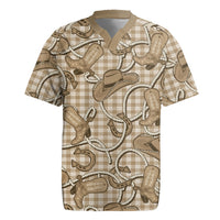 Beige Hawaii Palaka Cowboy Rugby Jersey Hawaiian Paniolo Festival Spirit LT19 Beige - Polynesian Pride