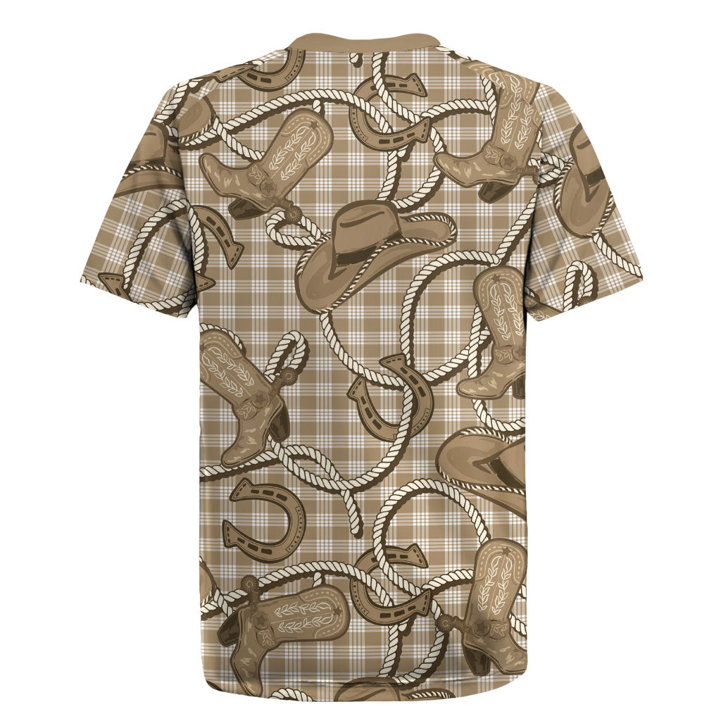 Beige Hawaii Palaka Cowboy Rugby Jersey Hawaiian Paniolo Festival Spirit LT19 - Polynesian Pride