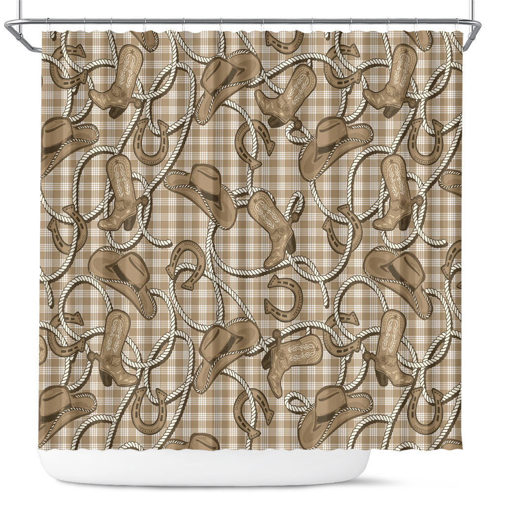 Beige Hawaii Palaka Cowboy Shower Curtain Hawaiian Paniolo Festival Spirit LT19 Beige - Polynesian Pride