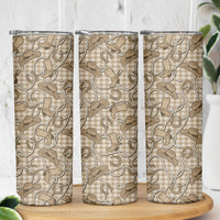 Beige Hawaii Palaka Cowboy Skinny Tumbler Hawaiian Paniolo Festival Spirit LT19 - Polynesian Pride