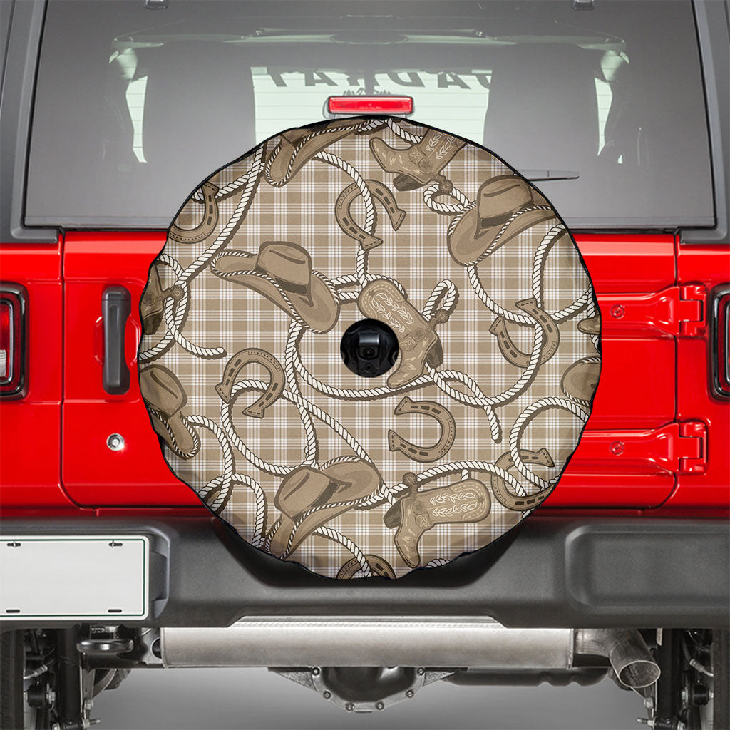 Beige Hawaii Palaka Cowboy Spare Tire Cover Hawaiian Paniolo Festival Spirit LT19 - Polynesian Pride