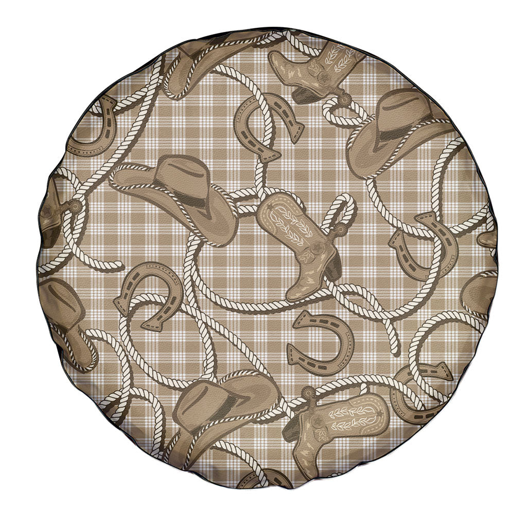 Beige Hawaii Palaka Cowboy Spare Tire Cover Hawaiian Paniolo Festival Spirit LT19 - Polynesian Pride
