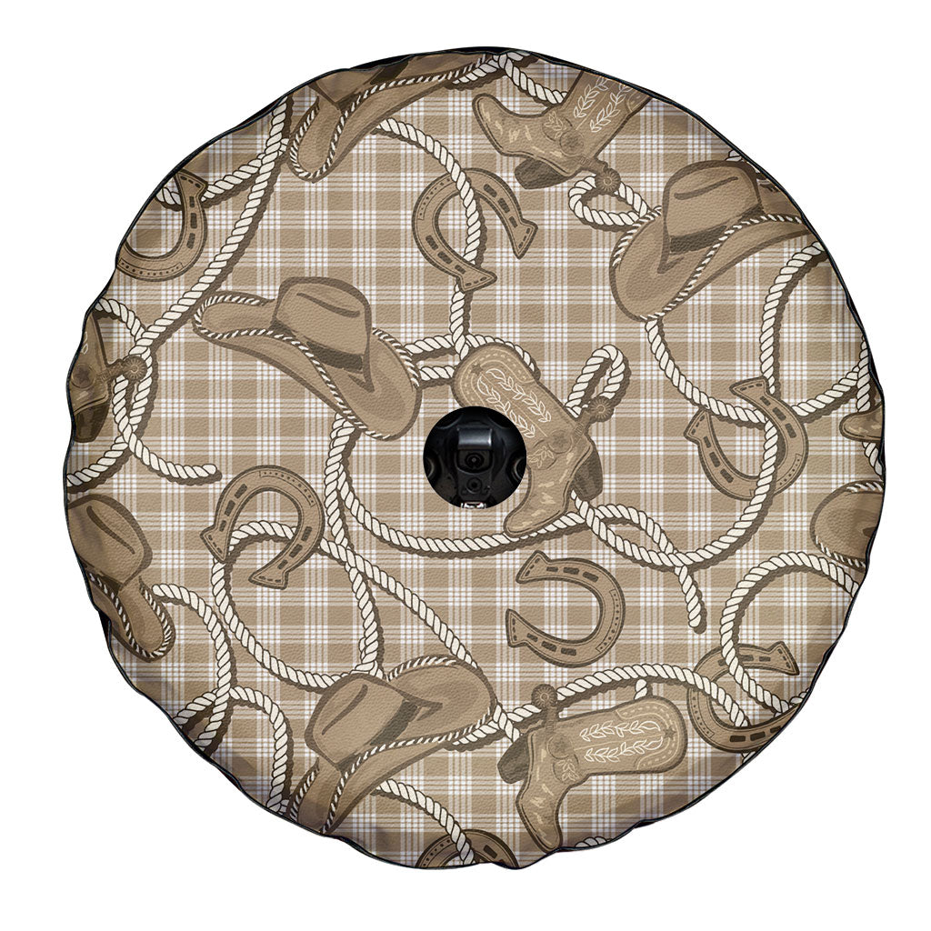 Beige Hawaii Palaka Cowboy Spare Tire Cover Hawaiian Paniolo Festival Spirit LT19 - Polynesian Pride