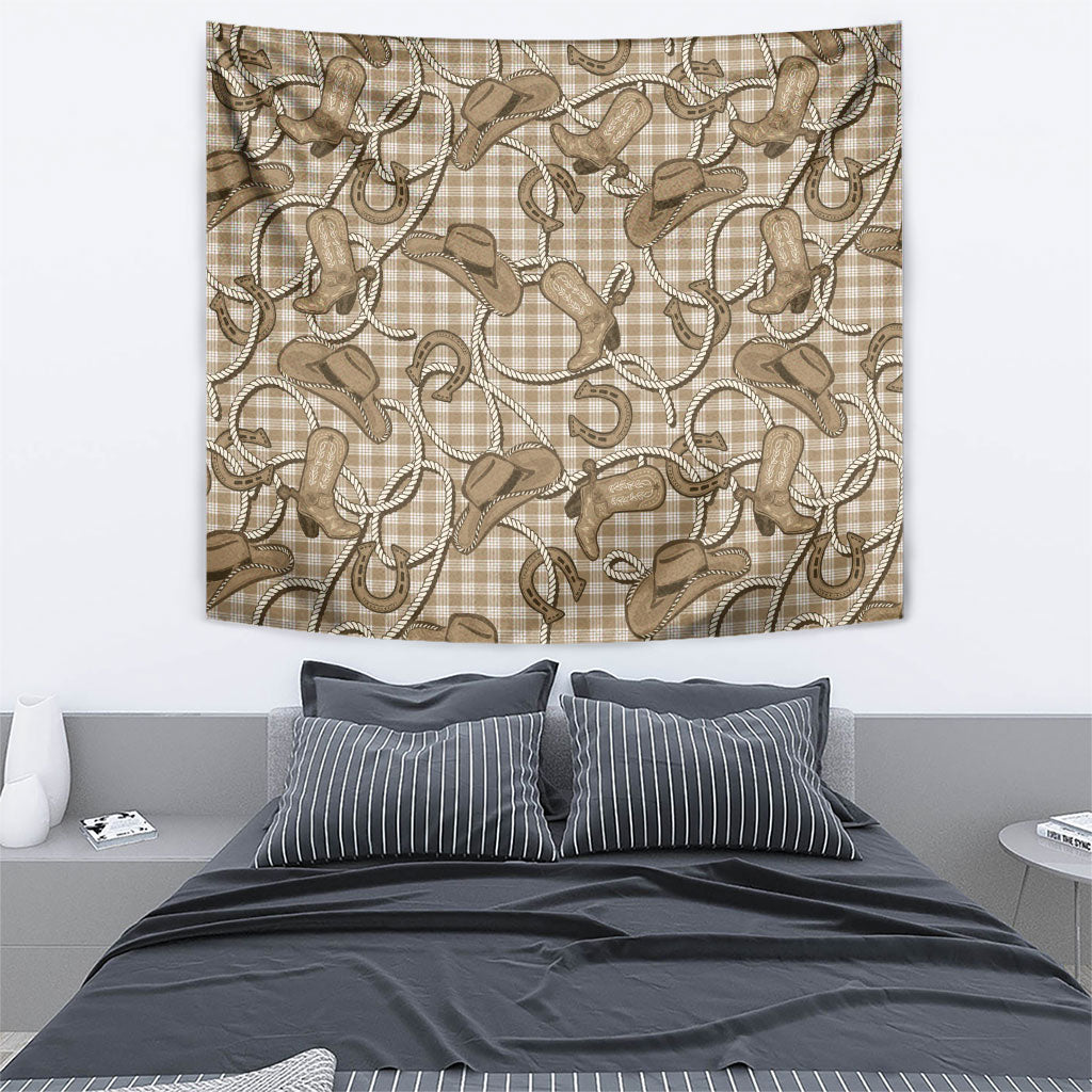 Beige Hawaii Palaka Cowboy Tapestry Hawaiian Paniolo Festival Spirit LT19 - Polynesian Pride