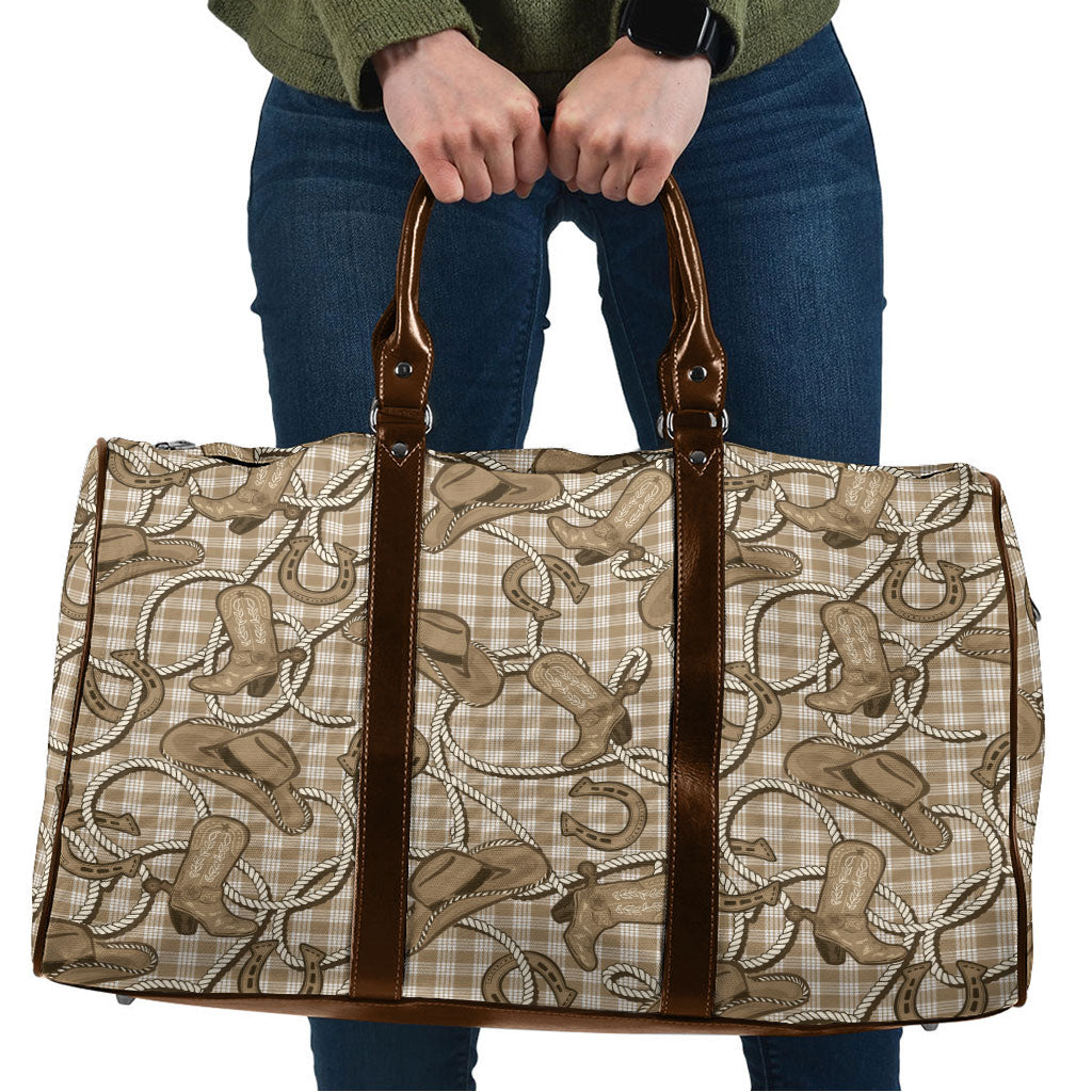 Beige Hawaii Palaka Cowboy Travel Bag Hawaiian Paniolo Festival Spirit LT19 Beige - Polynesian Pride