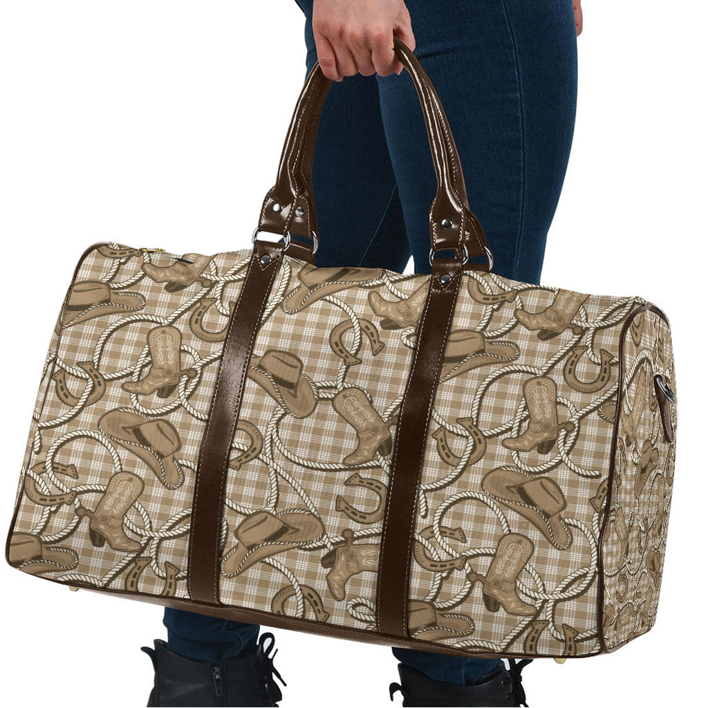 Beige Hawaii Palaka Cowboy Travel Bag Hawaiian Paniolo Festival Spirit LT19 - Polynesian Pride