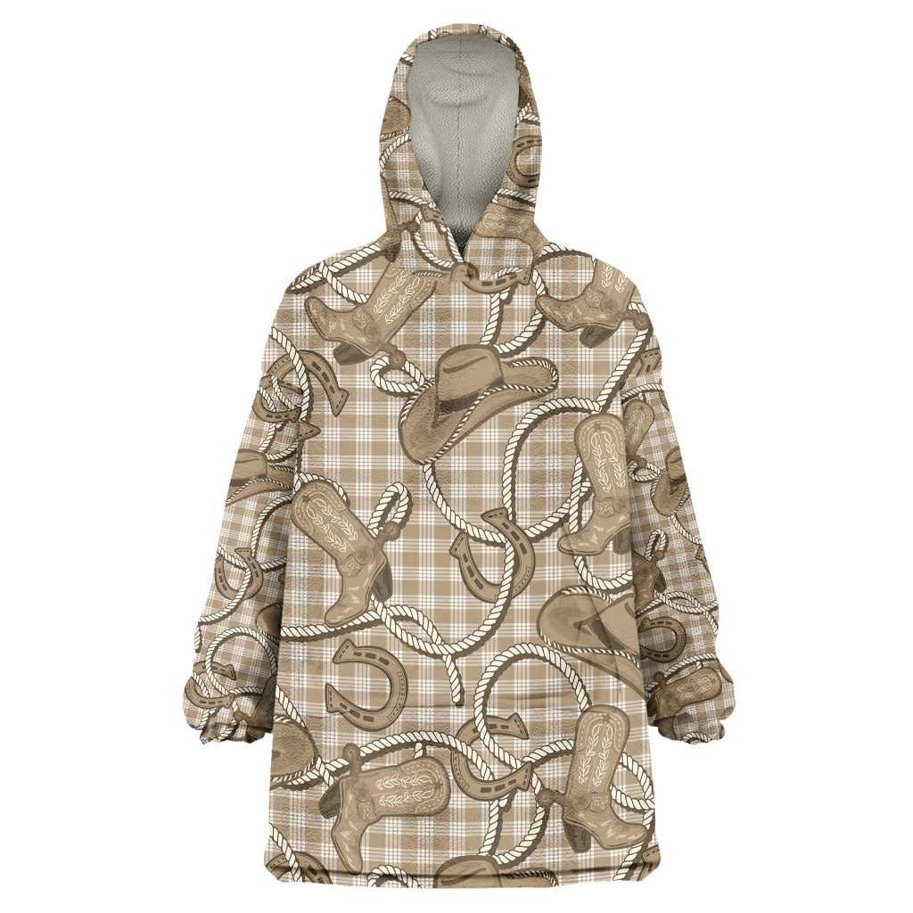 Beige Hawaii Palaka Cowboy Wearable Blanket Hoodie Hawaiian Paniolo Festival Spirit LT19 One Size Beige - Polynesian Pride