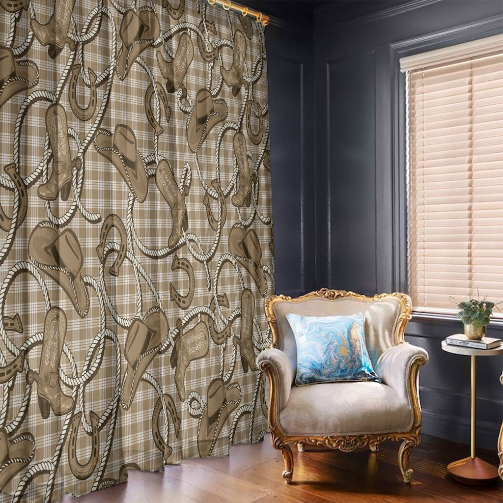 Beige Hawaii Palaka Cowboy Window Curtain Hawaiian Paniolo Festival Spirit LT19 - Polynesian Pride