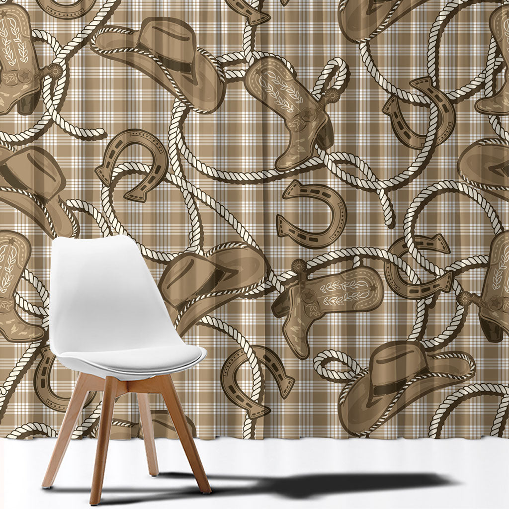 Beige Hawaii Palaka Cowboy Window Curtain Hawaiian Paniolo Festival Spirit LT19 - Polynesian Pride