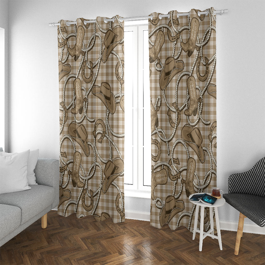 Beige Hawaii Palaka Cowboy Window Curtain Hawaiian Paniolo Festival Spirit LT19 With Grommets Beige - Polynesian Pride