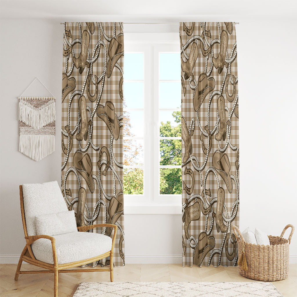 Beige Hawaii Palaka Cowboy Window Curtain Hawaiian Paniolo Festival Spirit LT19 - Polynesian Pride