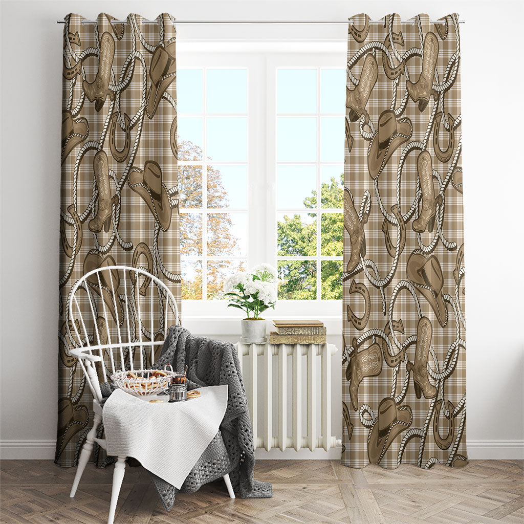 Beige Hawaii Palaka Cowboy Window Curtain Hawaiian Paniolo Festival Spirit LT19 - Polynesian Pride