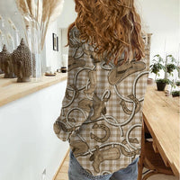 Beige Hawaii Palaka Cowboy Women Casual Shirt Hawaiian Paniolo Festival Spirit LT19 - Polynesian Pride