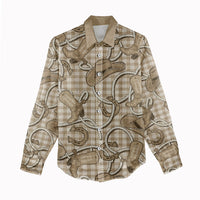 Beige Hawaii Palaka Cowboy Women Casual Shirt Hawaiian Paniolo Festival Spirit LT19 - Polynesian Pride