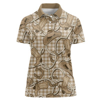 Beige Hawaii Palaka Cowboy Women Polo Shirt Hawaiian Paniolo Festival Spirit LT19 Female Beige - Polynesian Pride