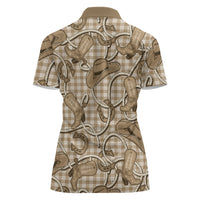 Beige Hawaii Palaka Cowboy Women Polo Shirt Hawaiian Paniolo Festival Spirit LT19 - Polynesian Pride