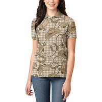 Beige Hawaii Palaka Cowboy Women Polo Shirt Hawaiian Paniolo Festival Spirit LT19 - Polynesian Pride