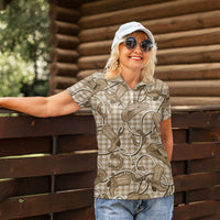 Beige Hawaii Palaka Cowboy Women Polo Shirt Hawaiian Paniolo Festival Spirit LT19 - Polynesian Pride