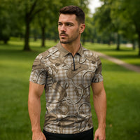 Beige Hawaii Palaka Cowboy Zipper Polo Shirt Hawaiian Paniolo Festival Spirit LT19 - Polynesian Pride