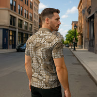 Beige Hawaii Palaka Cowboy Zipper Polo Shirt Hawaiian Paniolo Festival Spirit LT19 - Polynesian Pride