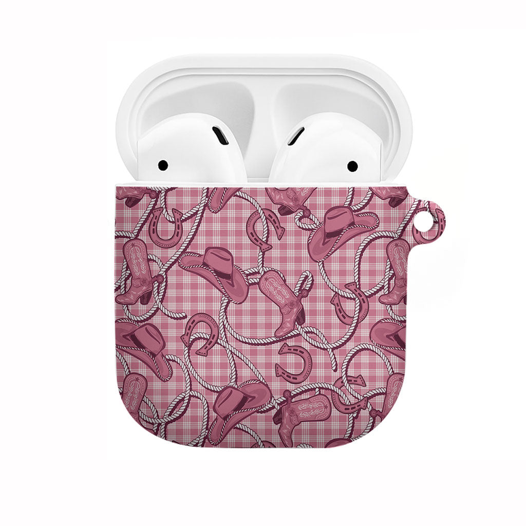 Pink Hawaii Palaka Cowboy AirPods Case Hawaiian Paniolo Festival Spirit LT19 Pink - Polynesian Pride