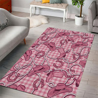 Pink Hawaii Palaka Cowboy Area Rug Hawaiian Paniolo Festival Spirit LT19 - Polynesian Pride