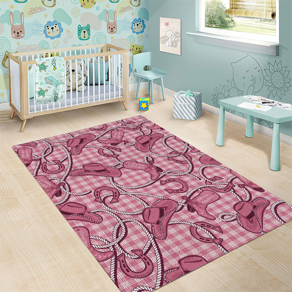 Pink Hawaii Palaka Cowboy Area Rug Hawaiian Paniolo Festival Spirit LT19 - Polynesian Pride