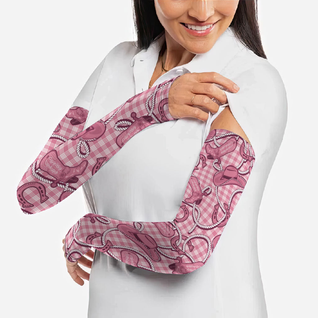 Pink Hawaii Palaka Cowboy Arm Sleeves Hawaiian Paniolo Festival Spirit LT19 - Polynesian Pride