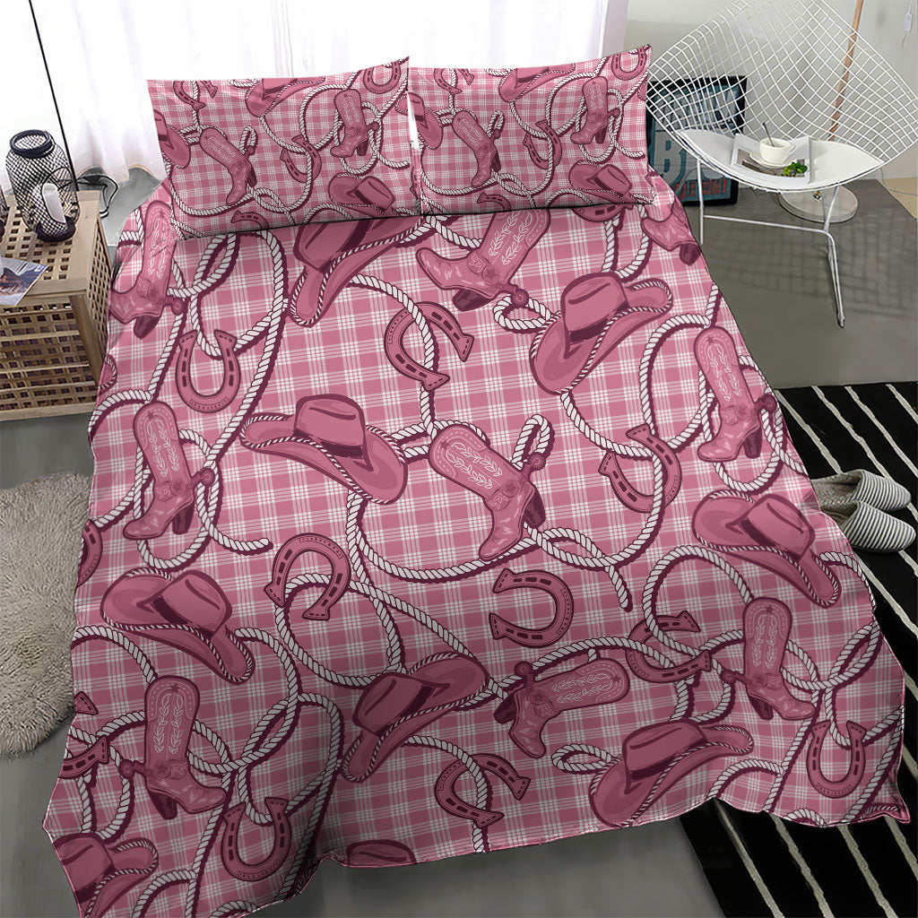Pink Hawaii Palaka Cowboy Bedding Set Hawaiian Paniolo Festival Spirit LT19 - Polynesian Pride