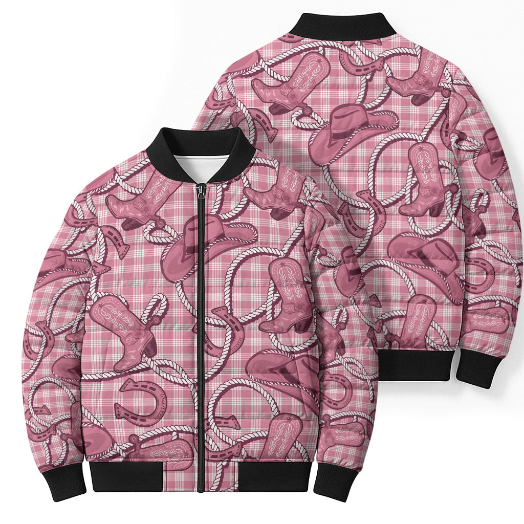 Pink Hawaii Palaka Cowboy Bomber Puffer Jacket Hawaiian Paniolo Festival Spirit LT19 - Polynesian Pride